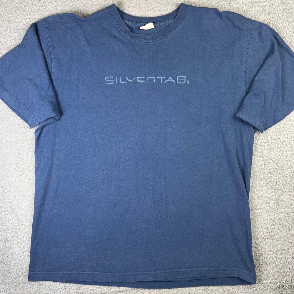 SilverTab T-Shirt Mens XL Blue Short Sleeve Logo Cotton Crew Neck